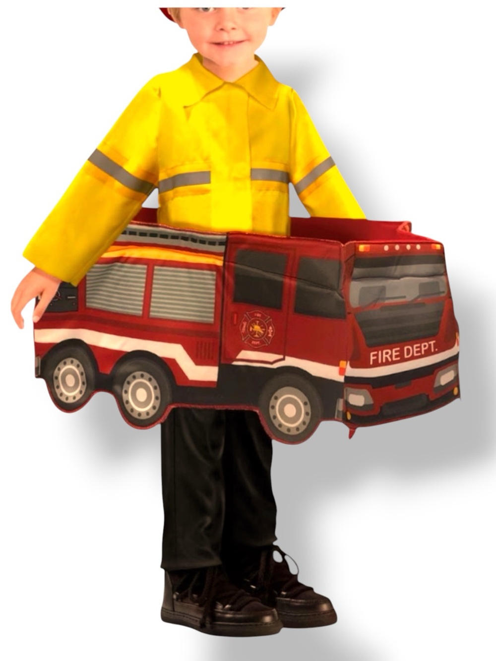3D Fire Truck Costume ride-in Plush Padded  Fireman Tunic Toddler 3-4 T